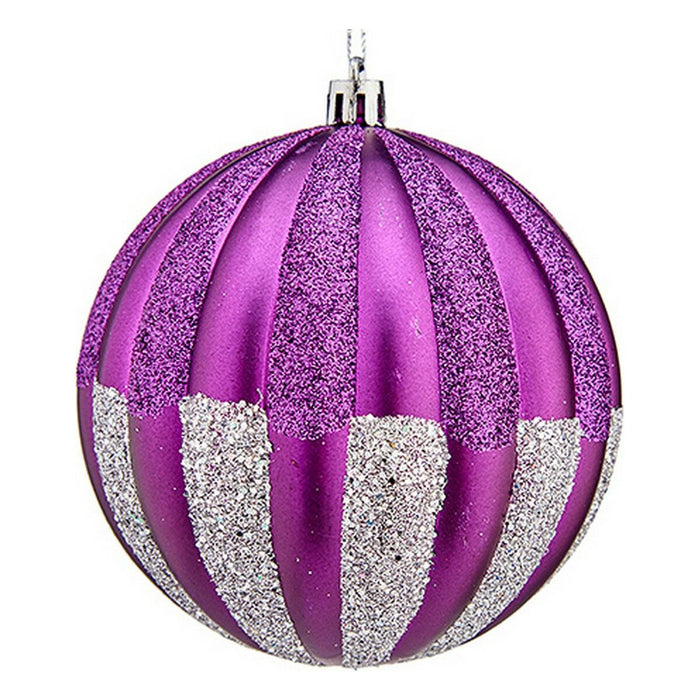 Christmas Baubles Krist+ Purple Silver PVC Ø 10 cm 6 Units