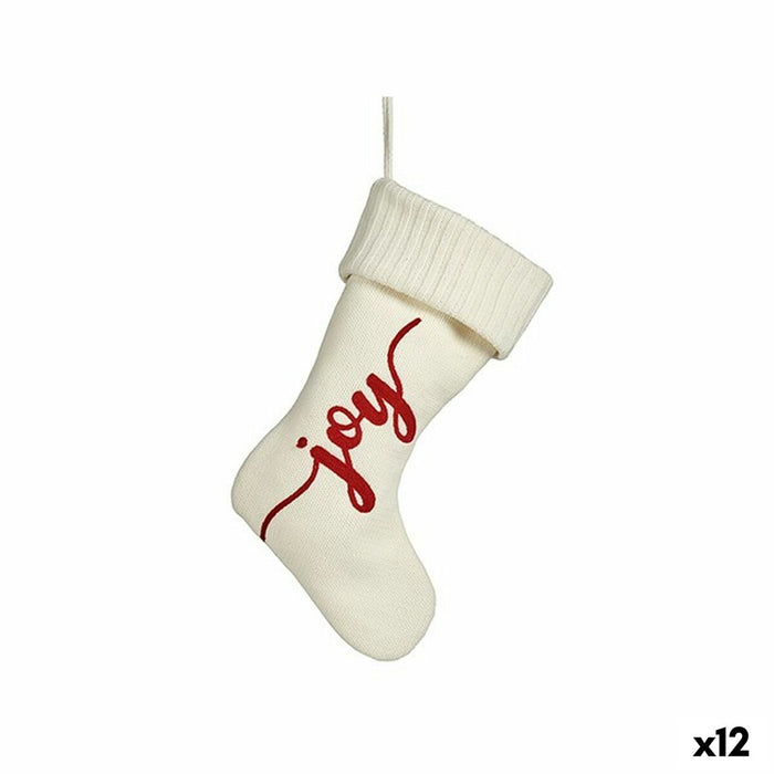 Christmas bauble Krist+ Joy White Red Cloth Christmas Stocking 28 x 4 x 46 cm (12 Units)