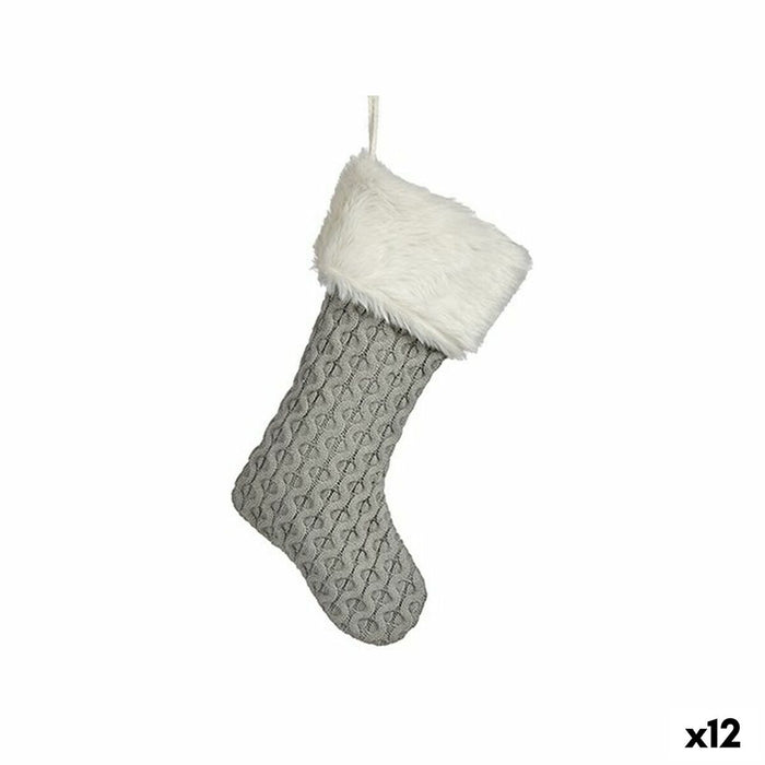 Christmas bauble Krist+ White Grey Cloth Christmas Stocking 28 x 4 x 46 cm (12 Units)