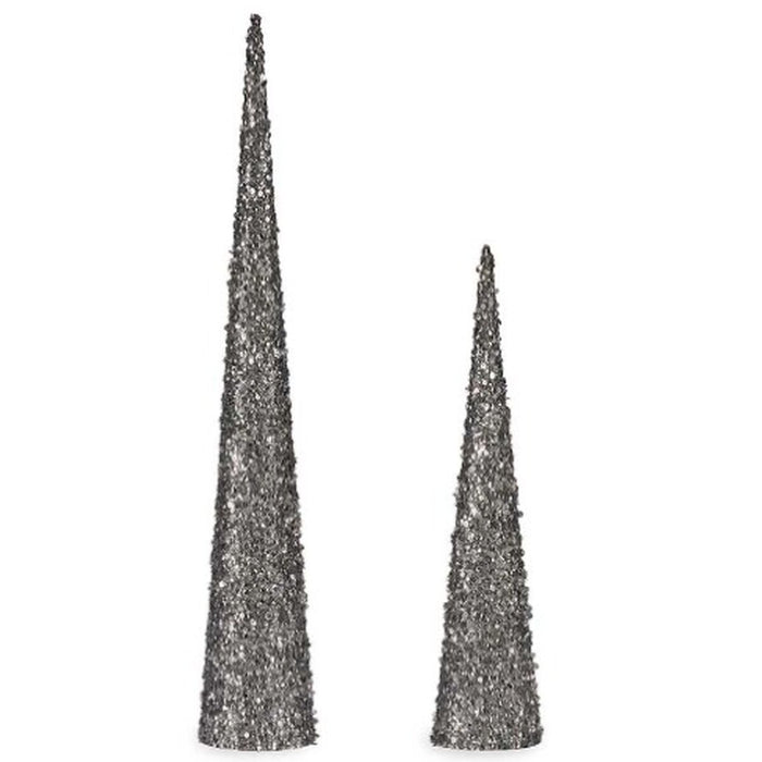 Christmas bauble Krist+ Silver Cones 9,5 x 60 x 9,5 cm Sequins (4 Units)