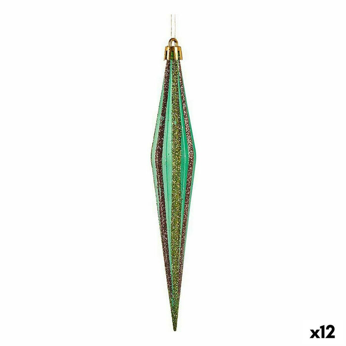 Christmas Decorations Set Krist+ Green Golden Streched 3 x 8,5 x 19 cm (12 Units)