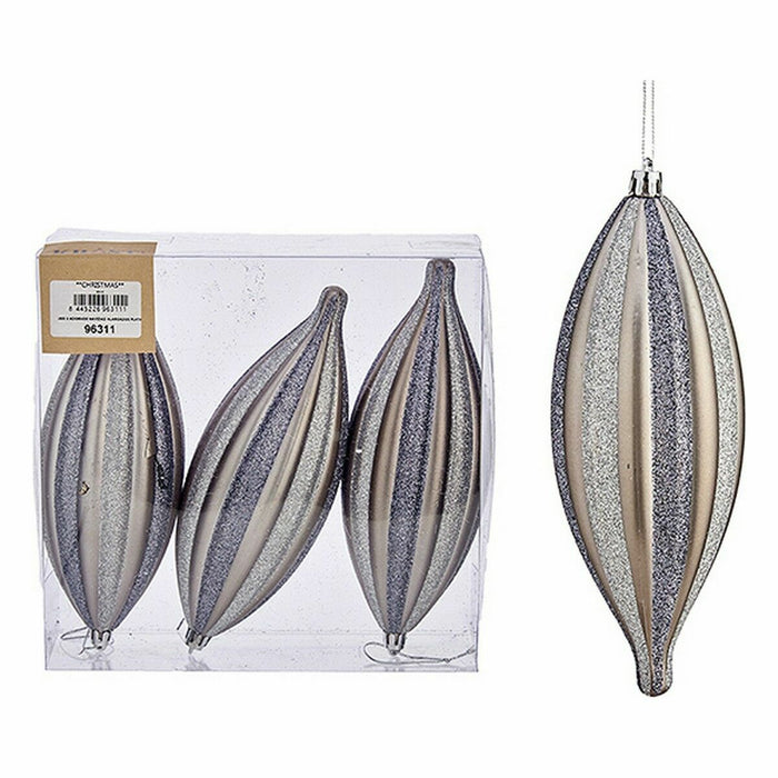 Christmas Decorations Set Krist+ Silver PVC Streched 3 x 3 x 18 cm 8,5 x 19 x 3 cm (12 Units)