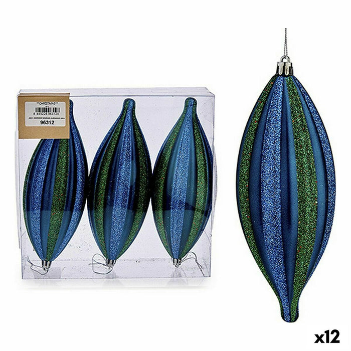 Christmas Decorations Set Krist+ Blue Green PVC Streched 8,5 x 3,5 x 19 cm (12 Units)
