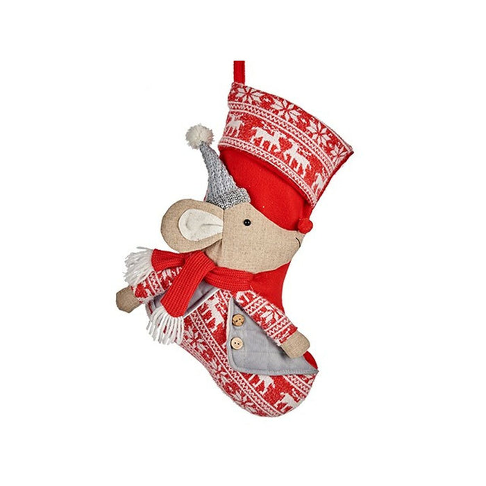 Christmas bauble Krist+ FG03-RG1119A Grey Polyester Mouse Christmas Stocking 31 x 5 x 48 cm (12 Units)
