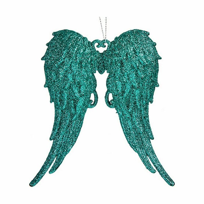 Christmas bauble Krist+ Green Plastic Glitter Angel Wings 13 x 14,5 x 2,5 cm (24 Units)