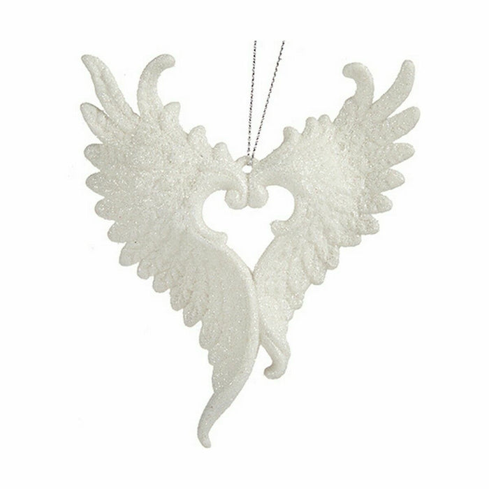 Christmas bauble Krist+ White Plastic Glitter Angel Wings 12 x 13 x 2,5 cm (24 Units)