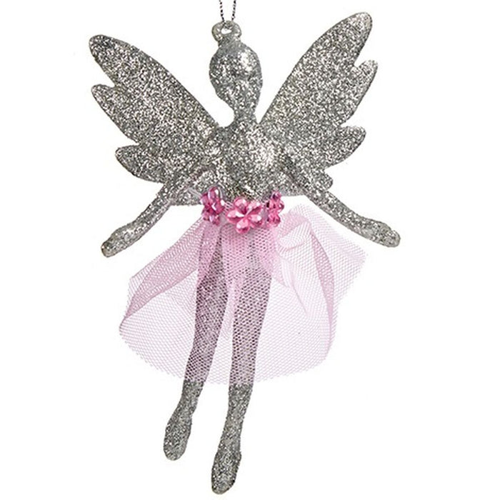 Christmas bauble Krist+ Silver Plastic Glitter Fairy 8 x 12 x 5 cm 8 x 13 x 4 cm (24 Units)