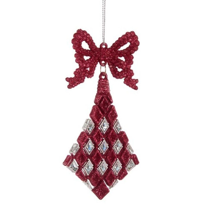 Christmas bauble Krist+ Fuchsia Plastic Glitter Lasso Rhombus 7,5 x 1 x 15,5 cm 7,5 x 15,5 x 1 cm (24 Units)
