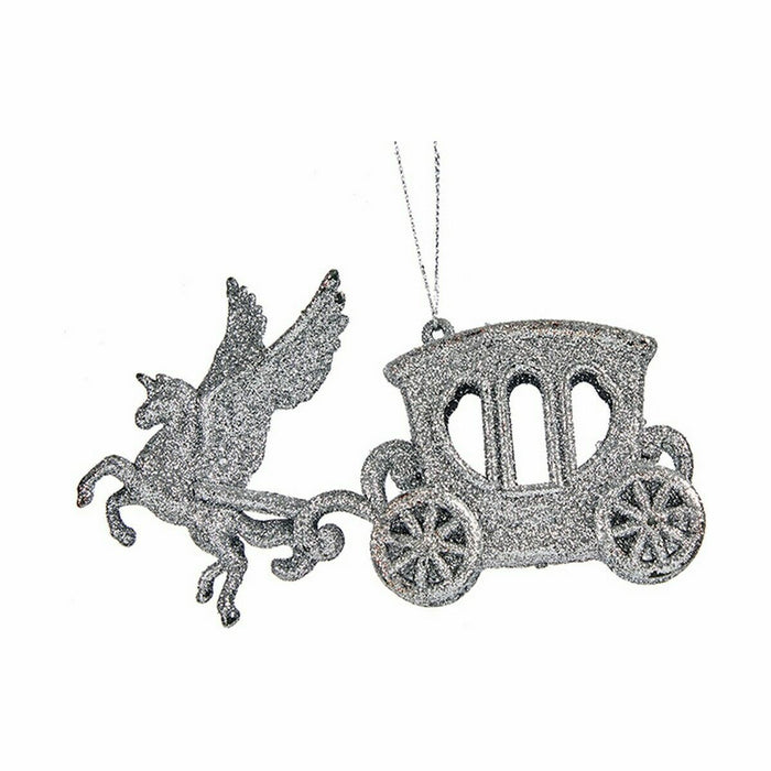 Christmas bauble Krist+ Silver Plastic Glitter Magical Carriage 15 x 8,5 x 4,5 cm 15,5 x 8,5 x 4,5 cm (24 Units)