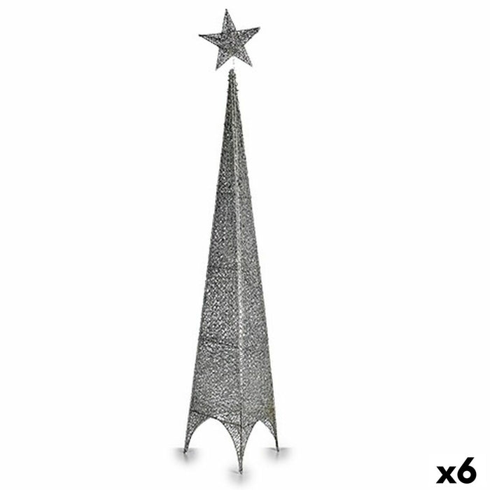 Christmas Tree Krist+ Silver Metal Plastic Star Tower 28 x 127 x 28 cm 107 x 7 x 28 cm (6 Units)
