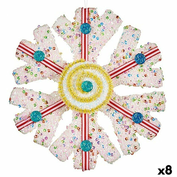 Christmas bauble Krist+ White Red Snowflakes 17 x 6 x 17 cm (8 Units)