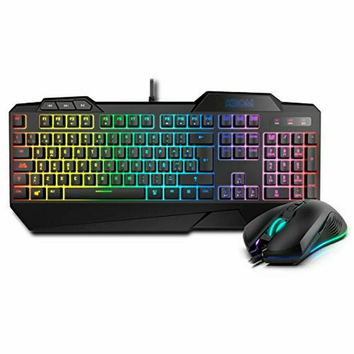 Keyboard with Gaming Mouse Krom NXKROMKRSHRSP Black