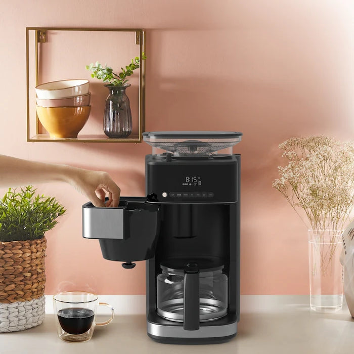 Krups KM832810 Grind & Brew, metalic grinder, 3 grinding settings, digital display, timer, 1.25L