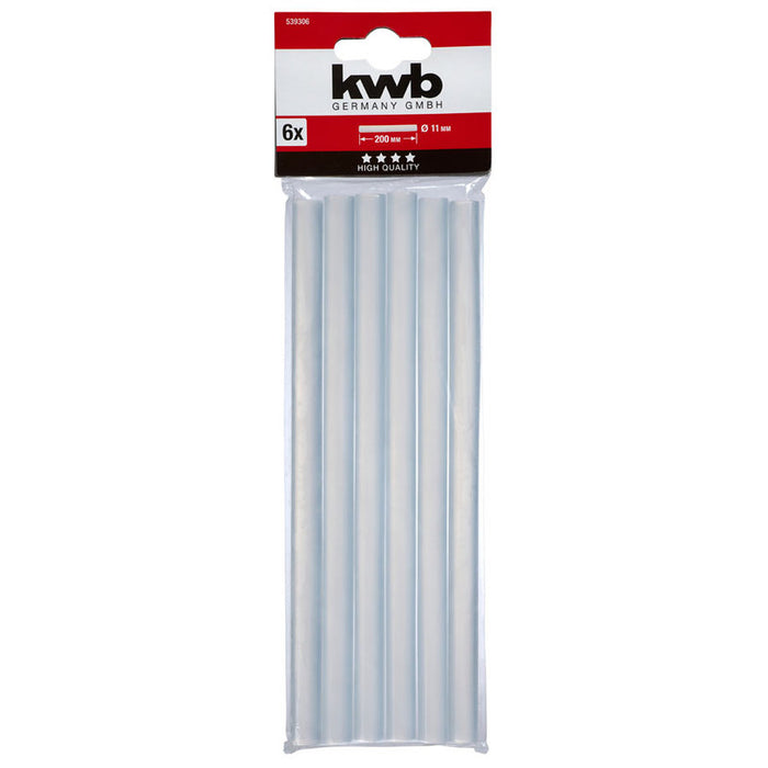 HOT GLUING CARTRIDGES 6 PCS TRANSPARENT F 11 X 200 MM KWB