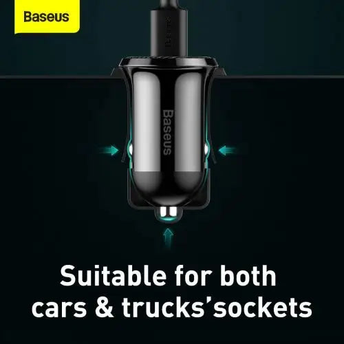 Ładowarka samochodowa Baseus Grain Pro 2x USB 4.8A (czarna) - Car charger<<<Основна<<<DunaXML&&&Car