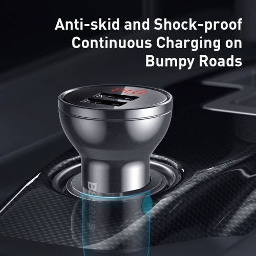 Ładowarka samochodowa Baseus z wyświetlaczem 2x USB 4,8A 24W (srebrna) - Car charger<<<Основна<<<DunaXML&&&Car