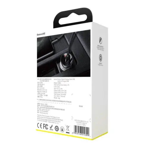 Ładowarka samochodowa Baseus z wyświetlaczem 2x USB 4,8A 24W (szara) - Car charger<<<Основна<<<DunaXML&&&Car
