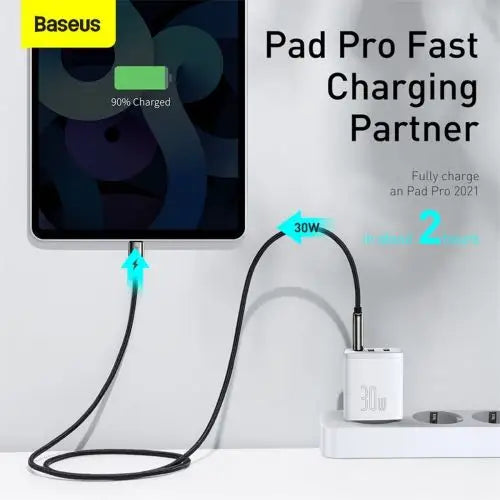 Ładowarka sieciowa Baseus Compact Quick Charger 2xUSB USB-C PD 3A 30W (biała) - Travel
