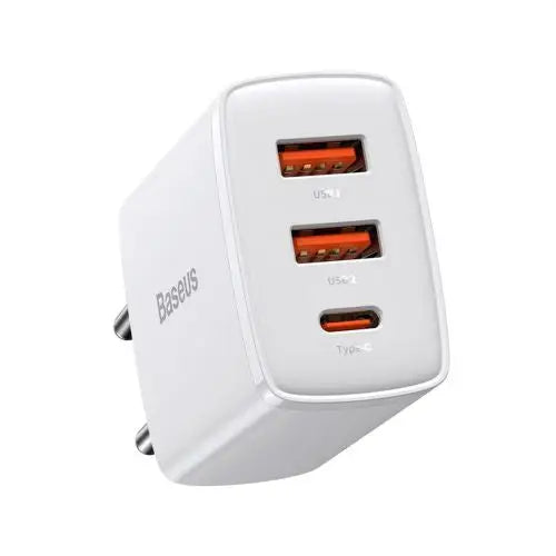 Ładowarka sieciowa Baseus Compact Quick Charger 2xUSB USB-C PD 3A 30W (biała) - Travel