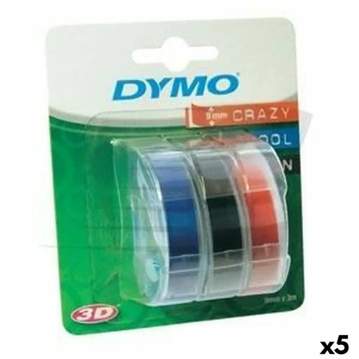 Laminated Tape for Labelling Machines Dymo 9 mm x 3 m Red Black Blue (5 Units) - Електроника Периферни и резервни