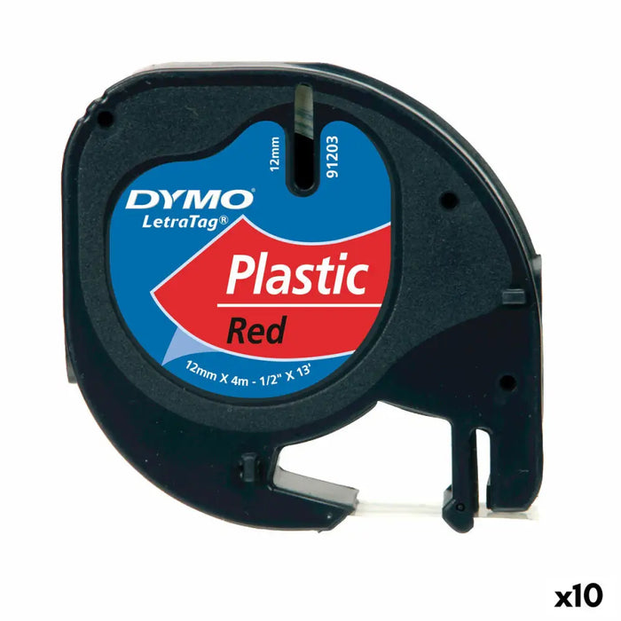 Laminated Tape for Labelling Machines Dymo 91203 12 mm LetraTag® Black Red (10 Units) - Електроника Периферни и