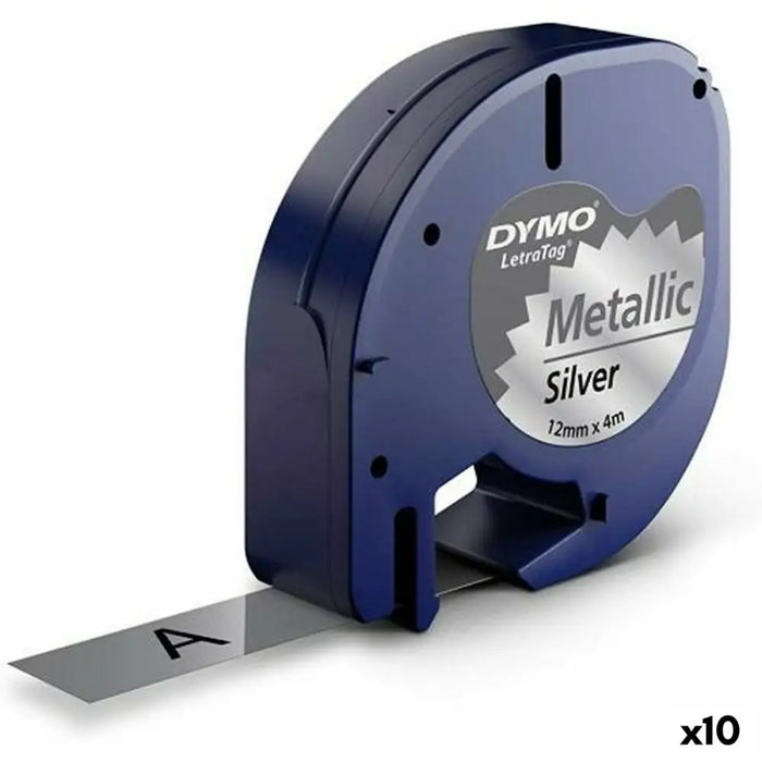Laminated Tape for Labelling Machines Dymo 91208 LetraTag® Black Silver 12 mm (10Units) - Електроника Периферни и