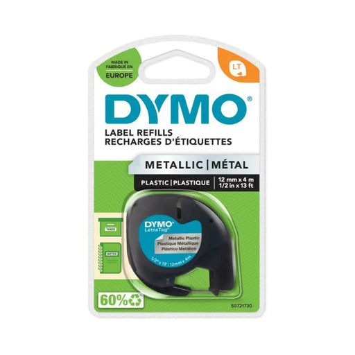 Laminated Tape for Labelling Machines Dymo 91208 LetraTag® Black Silver 12 mm (10Units) - Електроника Периферни и