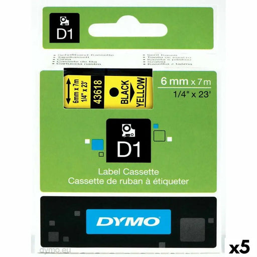 Laminated Tape for Labelling Machines Dymo D1 43618 6 mm LabelManager™ Yellow (5 Units) - Електроника Периферни и