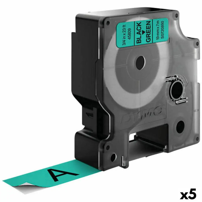 Laminated Tape for Labelling Machines Dymo D1 45809 LabelManager™ Black Green (5 Units) - Електроника Периферни и