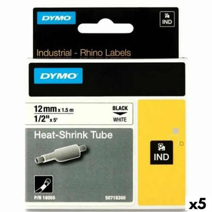 Laminated Tape for Labelling Machines Rhino Dymo ID1-12 White Black 12 x 1,5 mm (5 Units) - Електроника Периферни и