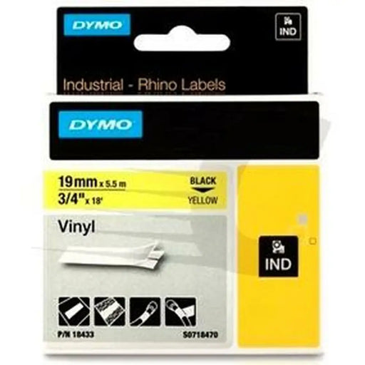 Laminated Tape for Labelling Machines Rhino Dymo ID1-19 19 x 3,5 mm Black Yellow Self-adhesives (5 Units) - Електроника