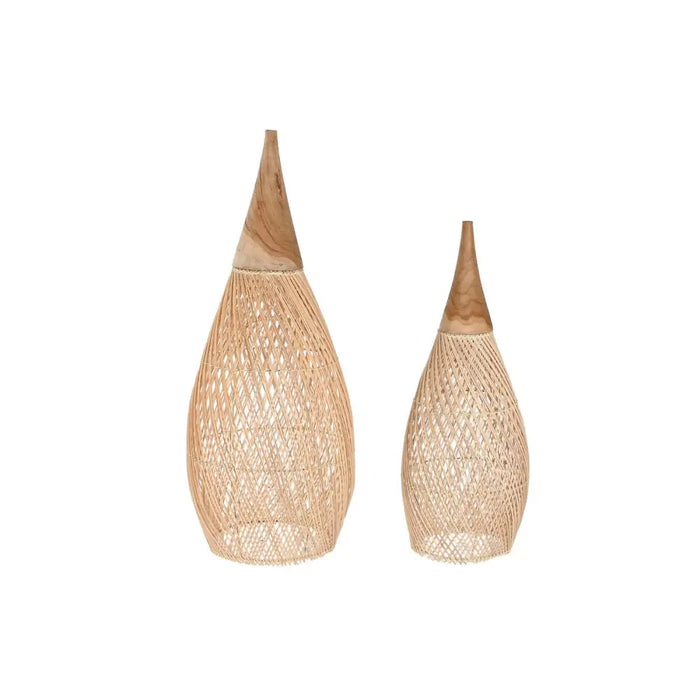 Lamp Shade Home ESPRIT Natural Bamboo Teak 35 x 35 x 85 cm (2 Units) - Декорация и Осветление<<<Дом