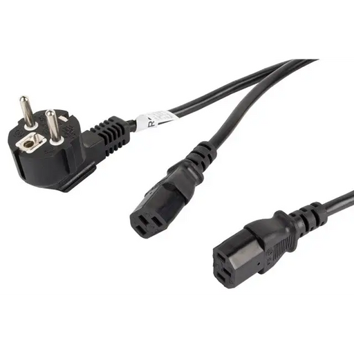 Lanberg CEE 7/7 -> 2X IEC 320 C13 power cord 2m VDE black - Захранващи<<<LANBERG кабели<<<LANBERG<<<PolyComp&&&Компютър