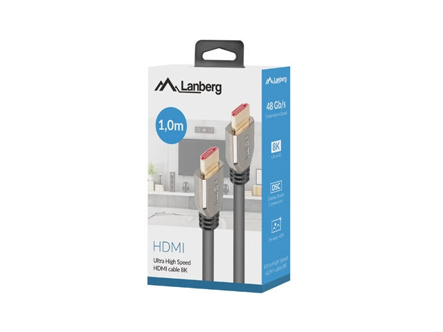 Lanberg HDMI M/M V2.1 1m 8K 60Hz black - Видео<<<LANBERG кабели<<<LANBERG<<<PolyComp&&&Адаптери<<<Компютър Кабели и