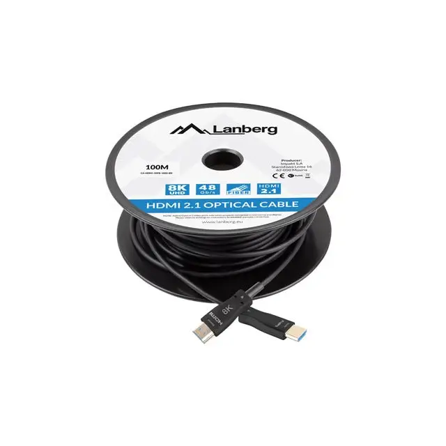 Lanberg HDMI M/M v2.1 cable 100m optical black aoc - Видео<<<LANBERG кабели<<<LANBERG<<<PolyComp&&&Компютър Кабели и