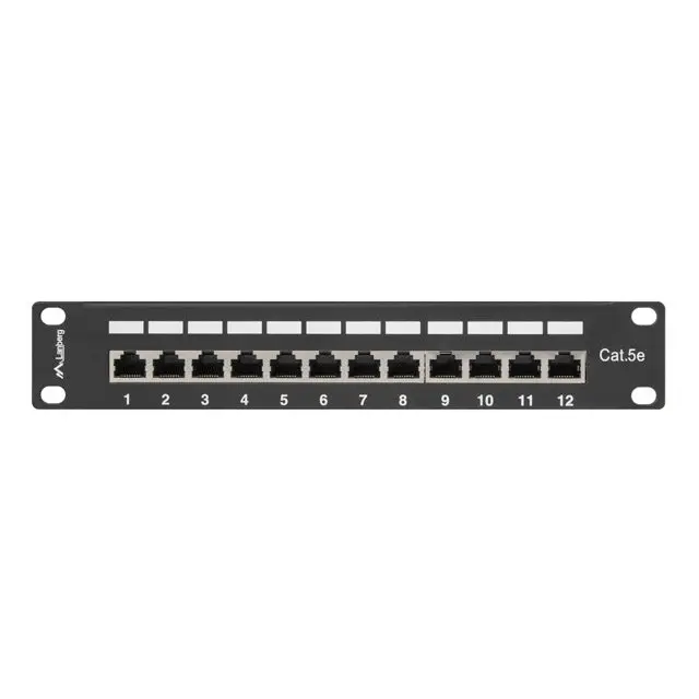Lanberg patch panel 12port 1U 10’’ CAT.5E shielded black - Пач панели<<<LANBERG сървърни шкафове и