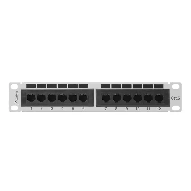 Lanberg patch panel 12port 1U 10’’ CAT.6 grey - Пач панели<<<LANBERG сървърни шкафове и аксесоари<<<LANBERG<<<PolyComp
