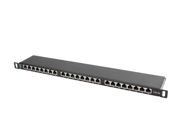 Lanberg patch panel 24 port 0.5U CAT.5E shielded black - Пач панели<<<LANBERG сървърни шкафове и