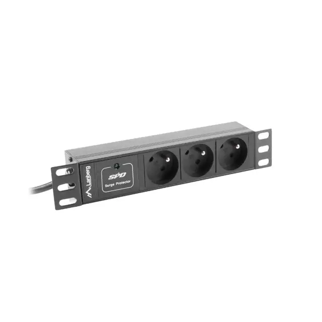 Lanberg power distribution unit (PDU) 10’’1U 16A 3X 230V PL 2M black - Захранващи панели<<<LANBERG сървърни шкафове и