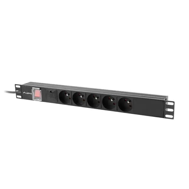 Lanberg power distribution unit (pdu) 19’’ 1U 16a 2m 5x french outlets black - Разклонители<<<LANBERG сървърни шкафове