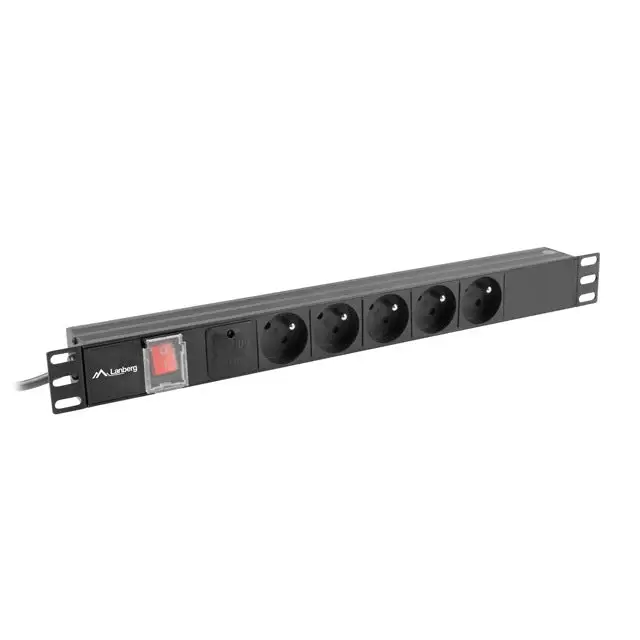 Lanberg power distribution unit (pdu) 19’’ 1U 16a 2m 5x french outlets black - Разклонители<<<LANBERG сървърни шкафове