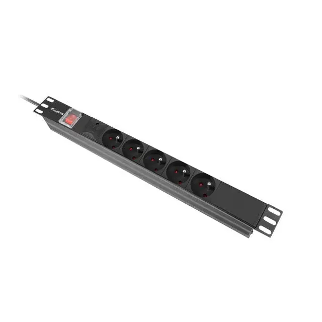 Lanberg power distribution unit (pdu) 19’’ 1U 16a 2m 5x french outlets black - Разклонители<<<LANBERG сървърни шкафове