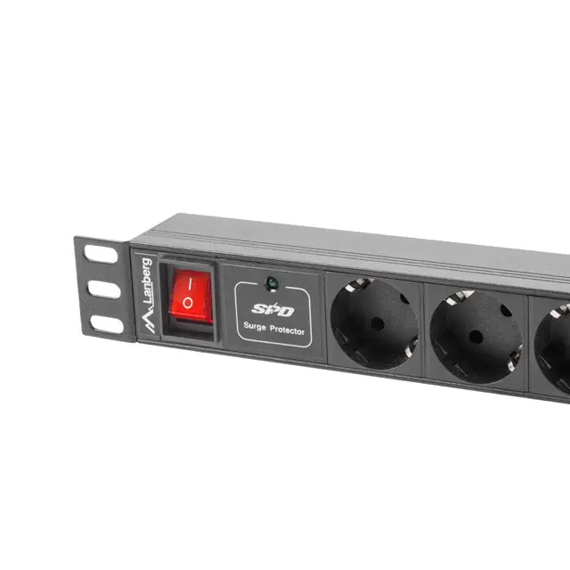 Lanberg power distribution unit (PDU) 19’’1U 16A 7 SOCKETS SCHUKO 2M black - Захранващи панели<<<LANBERG сървърни