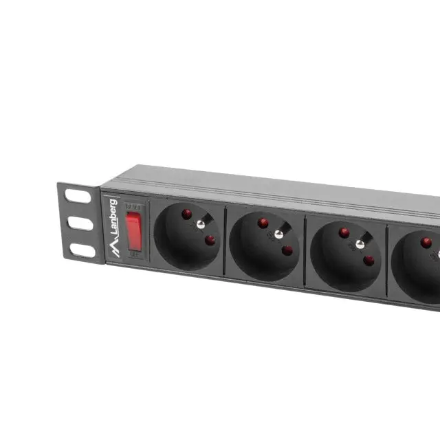 Lanberg power distribution unit (PDU) 19’’1U 16A 9 SOCKETS 3M black - Захранващи панели<<<LANBERG сървърни шкафове и