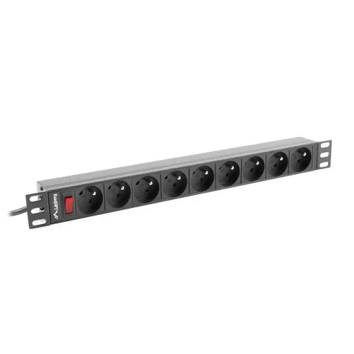 Lanberg power distribution unit (PDU) 19’’1U 16A 9 SOCKETS 3M black - Захранващи панели<<<LANBERG сървърни шкафове и