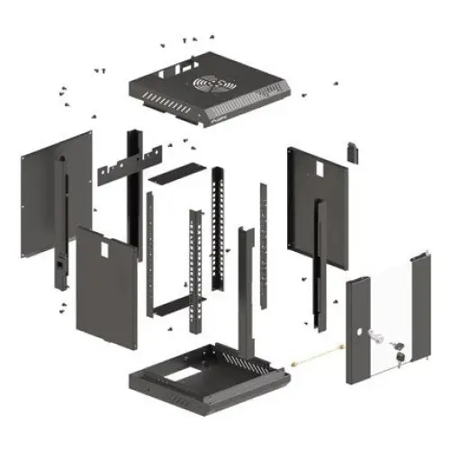Lanberg rack cabinet 10’’ wall-mount 4U/300x300 (flat pack) with glass door black - Hanging cabinets 10’’/