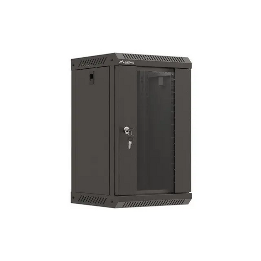 Lanberg rack cabinet 10’’ wall-mount 9U/300x300 (flat pack) with glass door black - Hanging cabinets 10’’/