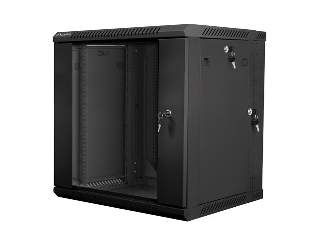 Lanberg rack cabinet 19’’ double-section wall-mount 12U / 600x600 for self-assembly (flat pack) black - Сървърни и