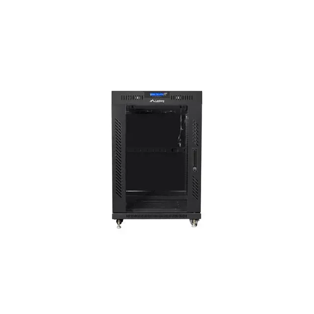 Lanberg rack cabinet 19’’ free-standing 15U/600x800 (flat pack) with glass door lcd black v2 - Сървърни и