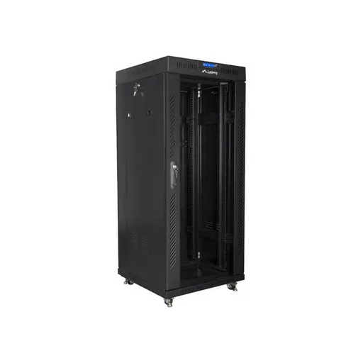 Lanberg rack cabinet 19’’ free-standing 27U / 600x600 self-assembly flat pack with glass door LCD black - Сървърни и